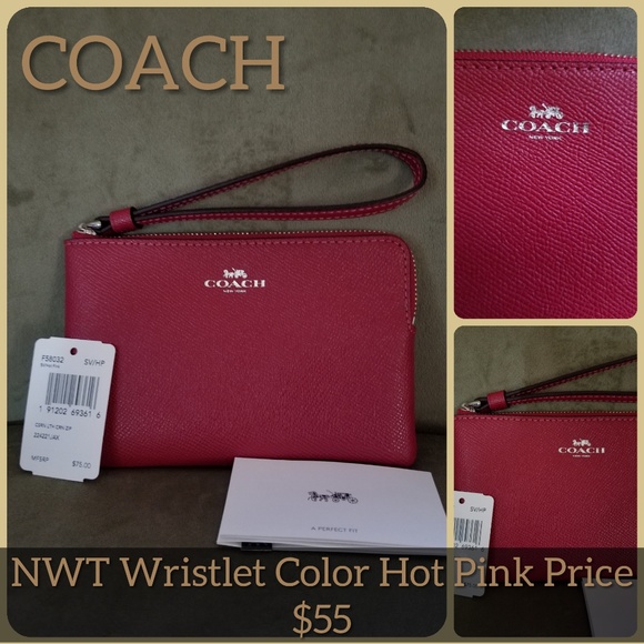 Coach Handbags - NWT Coach Wristlet Hot Pink